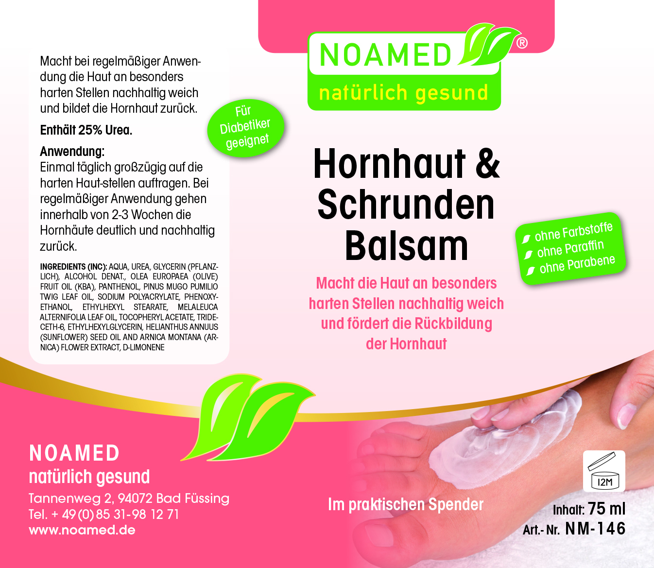 www.noamedde - Hornhaut & Schrunden Balsam 75ml im Spender